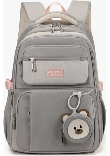Sevimli Ayıcık Aksesuar Detaylı Çok Gözlü Okul Sırt Çantası