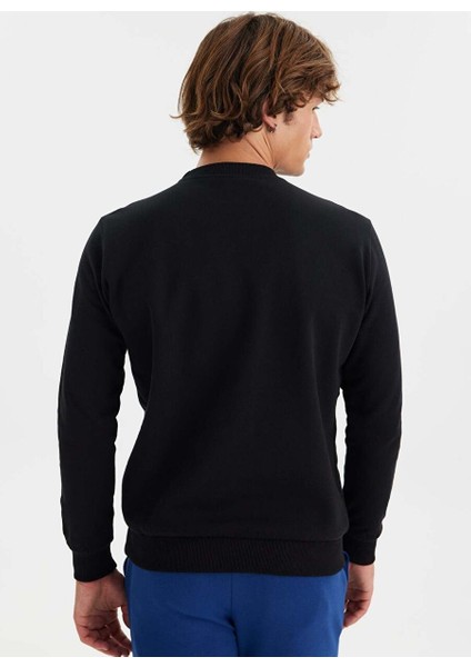 Siyah Baskılı Bisiklet Yaka Pamuklu Regular Fit Erkek Sweatshirt Wmlondon Rıver fırsatları