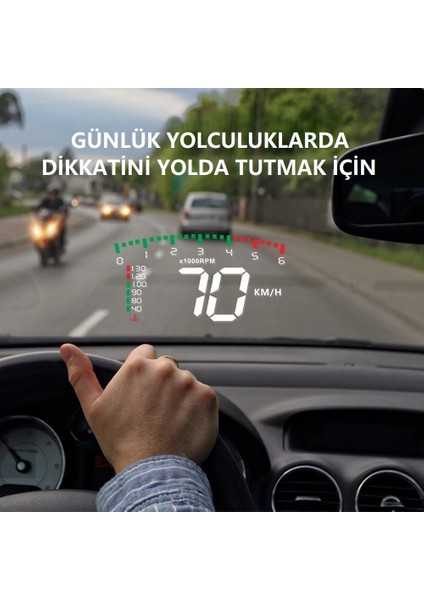 Hud Head-Up Display Obd Hız Göstergesi Dijital Ekranlı Araç Göstergesi Hız Voltaj Yağ Sıcaklığı