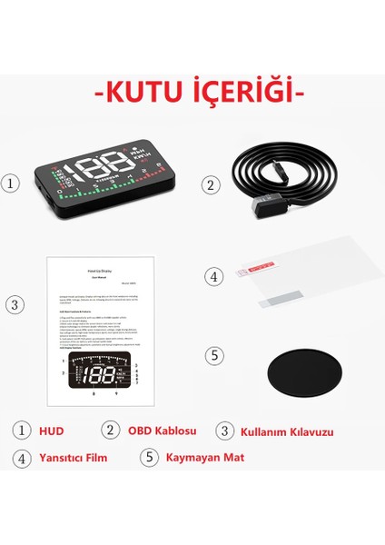 Hud Head-Up Display Obd Hız Göstergesi Dijital Ekranlı Araç Göstergesi Hız Voltaj Yağ Sıcaklığı