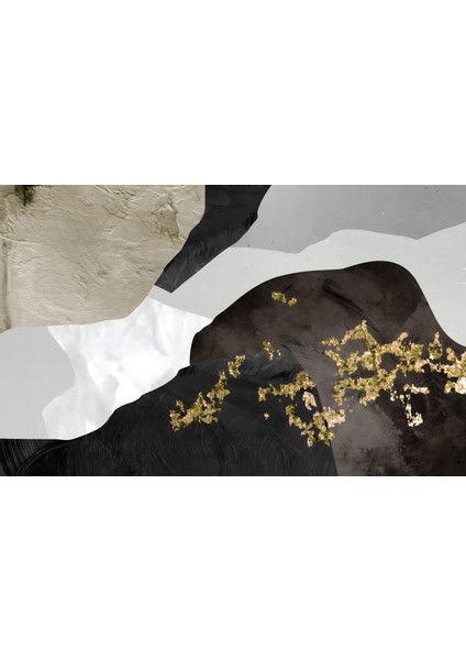 |siyah&gold Set Çiçek Desenli Kombini Gardenıa|çerçeveli Temperli Cam Tablo 3lü Yatay