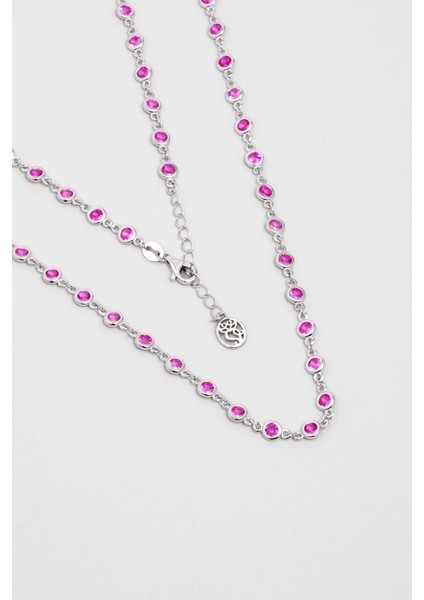 Rosalinda 18 Ayar Beyaz Altın Kaplama 45 cm Gümüş Kolye