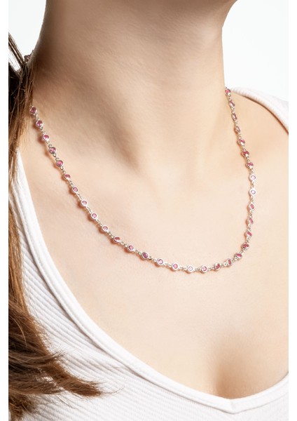 Rosalinda 18 Ayar Beyaz Altın Kaplama 45 cm Gümüş Kolye fiyatları