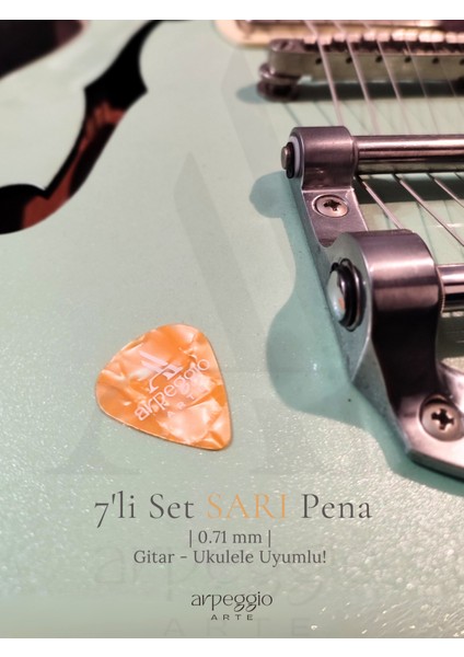 7’li Sarı Gitar ve Ukulele Pena Seti + Pena Taşıma Kutusu Hediye | Selüloid Pena (0,71MM) fırsatları