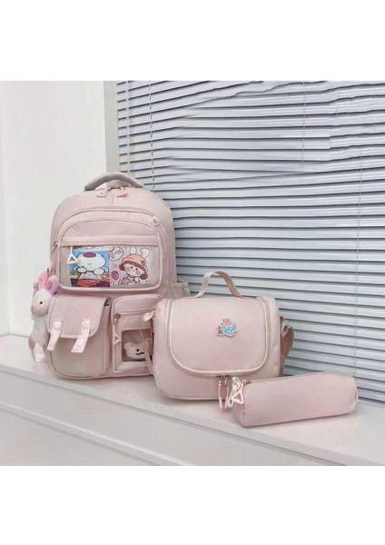 Kore Model Kawaii 4'lü Okul Çanta Seti – Sırt Çantası + Beslenme + Kalemlik