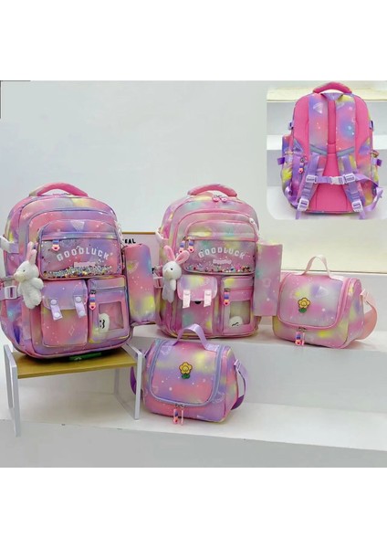 Kore Model Kawaii Good Luck Işıltılı Desenli 4’lü Okul Çanta Seti fiyatları