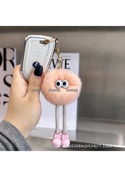 Gıoıo Yeni Sevimli Gerçek Saç Tilki Küçük Cinderblock Saç Araba Anahtarlık Kolye Ins Pixie Peluş Top Çanta Aksesuarları (Yurt Dışından)