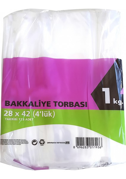 Asya 34 Ambalaj Bakkaliye Torbası Beşlik Şeffaf Torba Orjinal Plastik 28X42CM 1kg