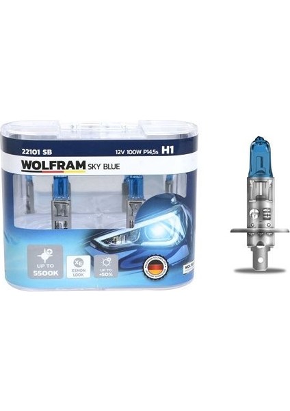 22101 Sb - Ampul 12V H1 Sky Blue Beyaz Işık