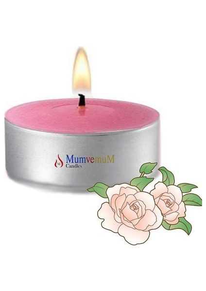10 Lu Gül Kokulu Pembe Tealight Mum