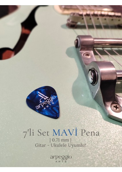 7’li Mavi Gitar ve Ukulele Pena Seti + Pena Taşıma Kutusu Hediye | Selüloid Pena (0,71MM) fırsatları