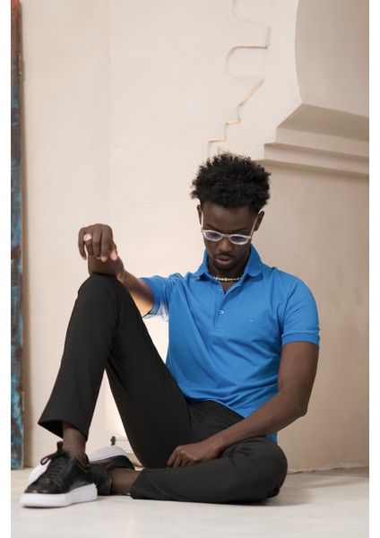 Örme Polo Yaka Regular Fit Pamuklu ve Likralı T-Shirt