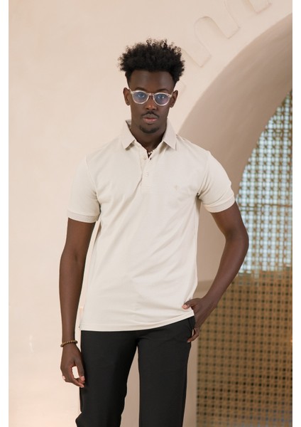Örme Polo Yaka Regular Fit Pamuklu ve Likralı T-Shirt