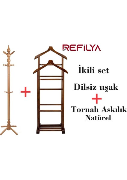 Dilsiz Uşak ve Tornalı Askılık Natürel Ikili Avantajlı Set