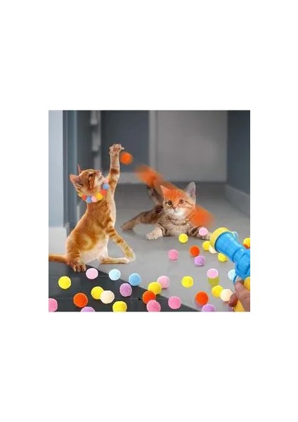 Interaktif Kedi Oyun Tabancası - Peluş Toplarla Eğlenceli Oyun Zamanı + Ekstra Peluş Toplar