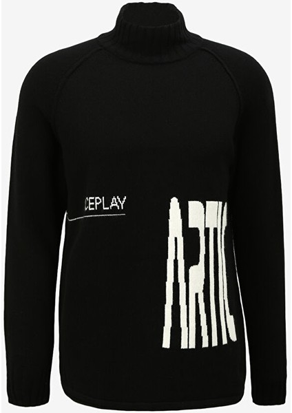 Balıkçı Yaka Normal Emprime Siyah Erkek Kazak 23IU1M0A0119013_MAGLIA Lupetto