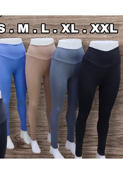 Sıyah Tayt Dalgıç Kumaş Geniş Kemer Sade (S-M-L-Xl-Xxl)