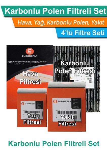 Citroen C4 1.6 Hdı Dizel Eurorepar Filtre Bakım Seti 2004-2010 Hava+Yağ+Yakıt+Karbonlu Polen