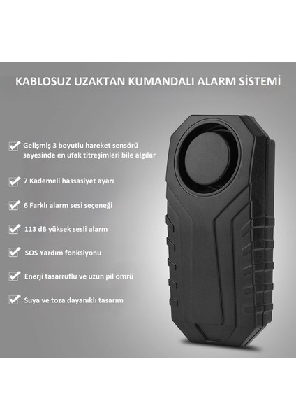Kablosuz Uzaktan Kumandalı Alarm Suya Dayanıklı Bisiklet Motosiklet Araç Kapı Pencere Alarm Cihazı