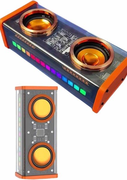 Şeffaf Taşınabilir Bluetooth Hoparlör Uzun Ömürlü Çift Hoparlörlü