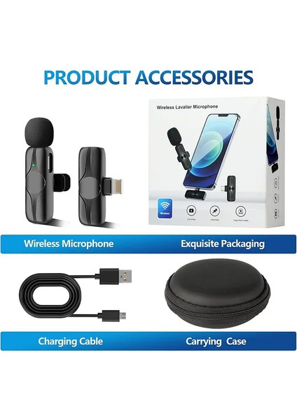 K9 Type-C Wireless (Kablosuz Mikrofon) Ergonomik Tak Çalıştır Android Telefon Tablet Ipad Yaka Mikrofonu fırsatları
