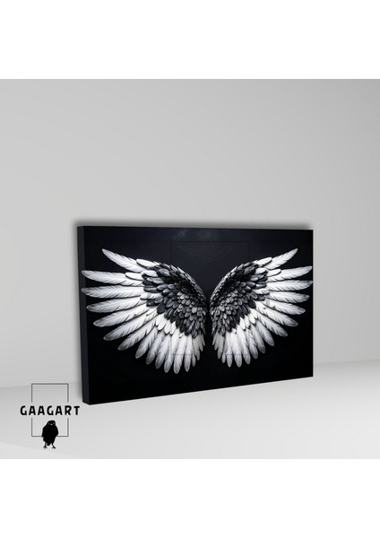 Tekli Yatay Kanvas Duvar Tablosu Siyah Beyaz Melek Kanat fiyatları