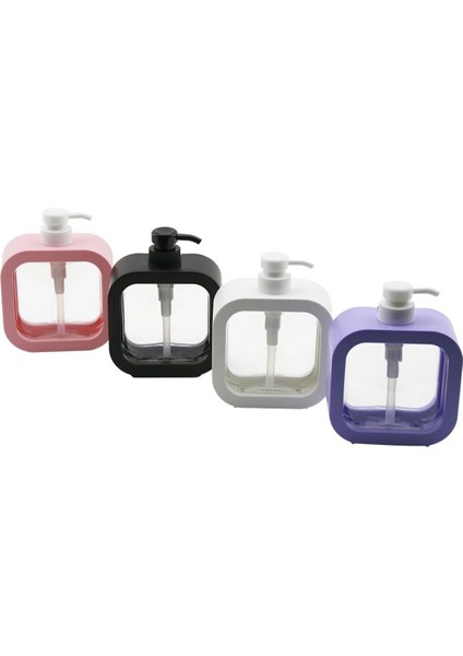 KARE=12.5X12.5CM-D:6CM - Oval Köşeli Sıvı Sabunluk Şeffaf Pvc Gövde Renkli Pls.çerçeve Kilitli Pompa
