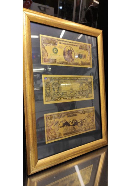 One Million Dollar Gold Renk Para Koleksiyon Dolar Banknot Tablo 35CM modelleri