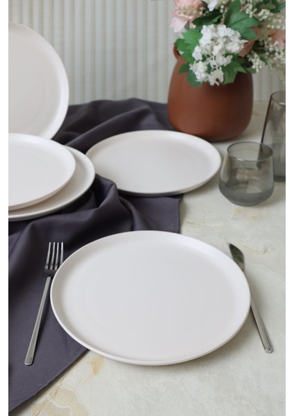 Mat Beyaz Hitit Servis Tabağı 25 cm 6 Adet 022 fırsatları