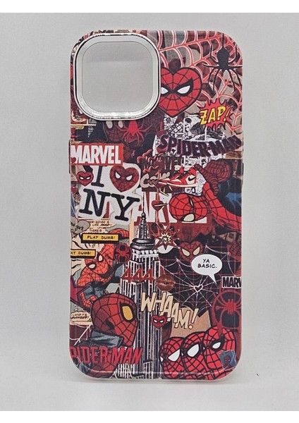 IPHONE 14 Özel Marvel Kolaj Tasarımlı Lüks Silikon Kılıf
