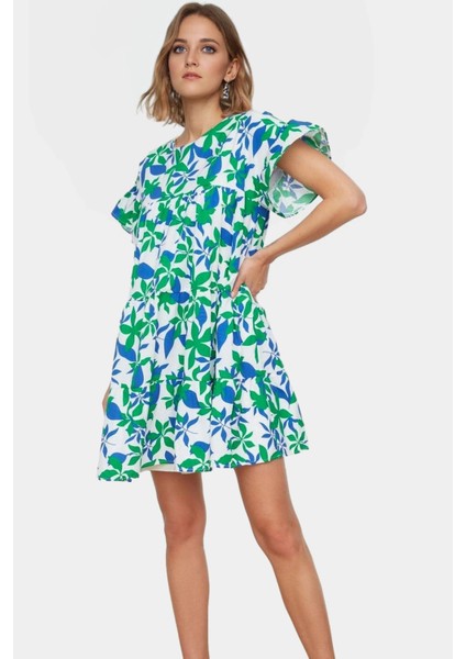 Poplin Mini Elbise Geniş Kesim Çiçek Desenli Rahat Trend Tasarım Kaliteli Işçilik modelleri