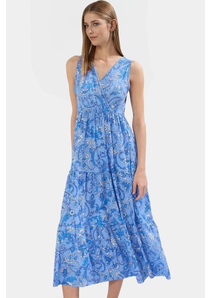 Maxi Boy Örme Elbise V Yaka Çiçek Desen Rahat Kalıp Yazlık ve Şık Zarifane Tasarım modelleri