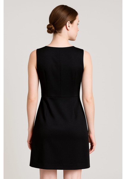 Distinctile Siyah Saten Slim Fit Abiye Elbise