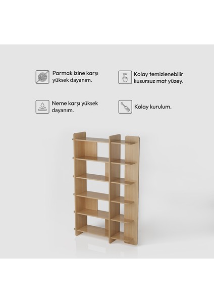 Otranto Kitaplık | 120 cm - 6 Raflı Açık Meşe Renkli