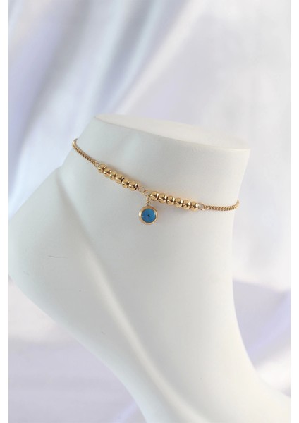 Bfs 316L Çelik Gold Renk Minimal Nazar Boncuklu Halhal