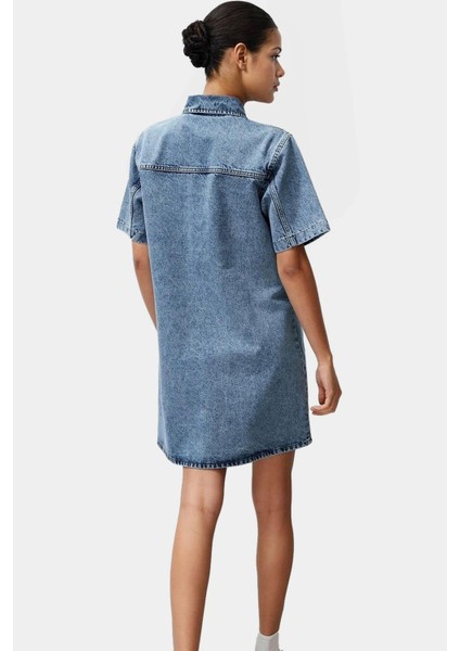 Kısa Kollu Denim Gömlek Elbise Mini Boy Casual Günlük Pamuk Yüksek Kalite Profesyonel Görünüm fiyatları