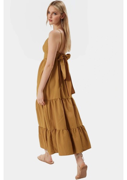 Kolsuz Maxi Elbise Skater Kalıp Lilyum Dokuma Günlük Kullanım Modern Stil Şık Görünüm modelleri
