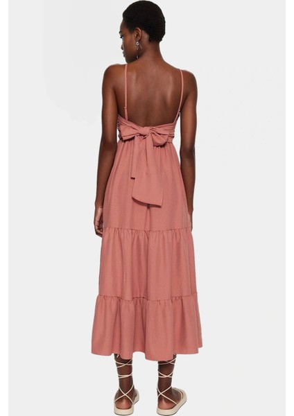 Kolsuz Maxi Elbise Skater Kalıp Lilyum Dokuma Günlük Kullanım Modern Stil Şık Görünüm fiyatları