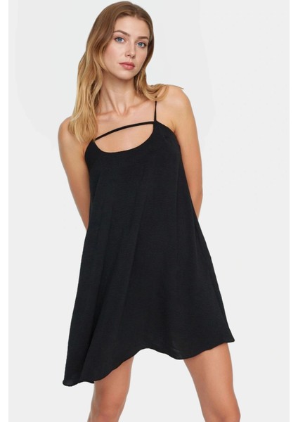 Nefes Alan Aerobin Dokuma Mini Elbise Rahat Shift Kalıp Günlük Stil Seçkin Malzeme modelleri