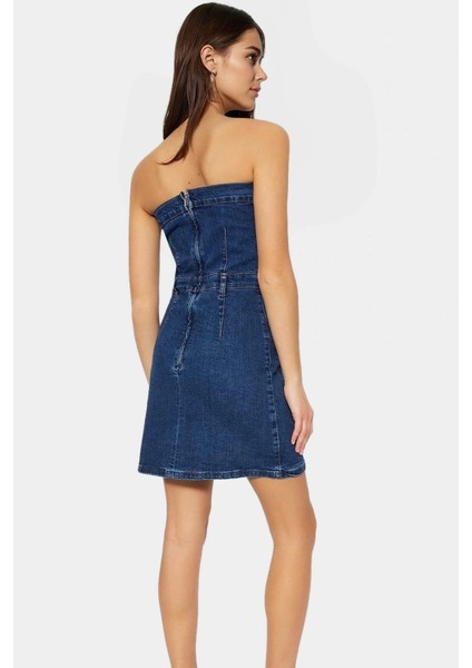 Straplez Denim Elbise Rahatlık ve Şıklık Bir Arada Uzun Ömürlü Mükemmel Uyum Özenle Seçilmiş fiyatları