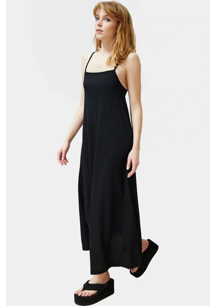 Çok Çiçek Baskılı A Line Maxi Elbise Örme Kumaş Rahat Kalıp Yazlık Premium Kalite