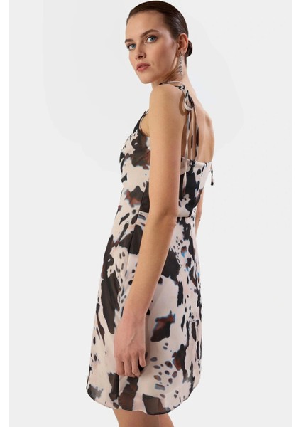 A Line Şifon Mini Elbise Çiçek Desenli Polyester Yazlık Günlük Kullanım Için Uzun Ömürlü