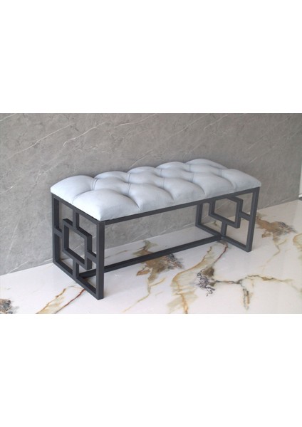 Siyah Metal Puf Bench Antre Önü Pufu Yemek Masası Pufu Ayak Ucu Puf