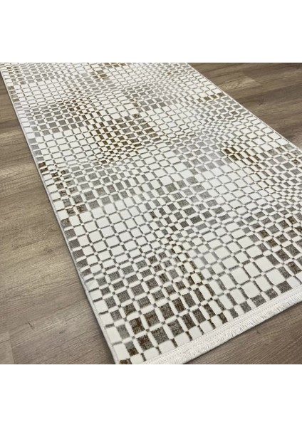 Zen 1053 Mikrofiber Kaymaz Taban Yıkanabilir Antibakteriyel Modern Halı Gold halı fırsatları