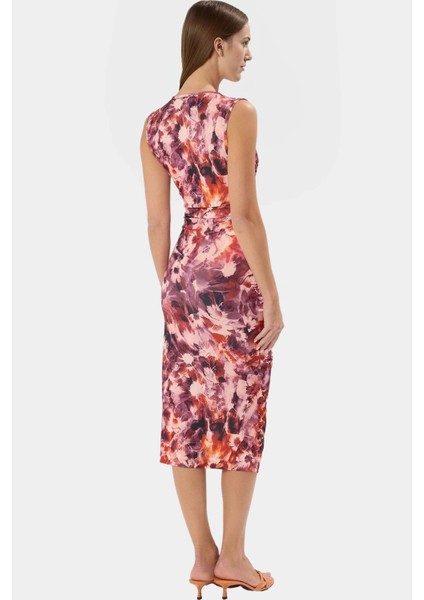 Rahat ve Şık Bodycon Midi Elbise Örme Kumaş V Yaka Büzgü Detaylar 120 cm Boy fiyatları