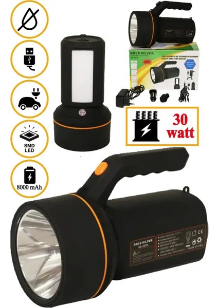 Gold Silver GS-2670 Araçta Şarj Edilebilen Elde Taşınabilir El Feneri fırsatları