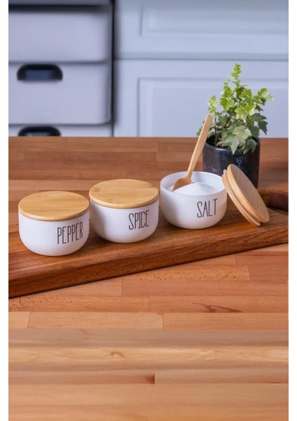 Mien Bambu Hava Geçirmez Vakumlu Silindir Kapak Cam Kavanoz Baharat Seti 3'lü 370 ml fiyatları