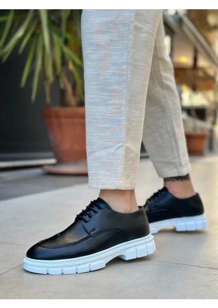 SB0237 Bağcıklı Rugan Klasik Yüksek Taban Cilt Siyah Casual Erkek Ayakkabı
