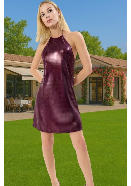 Shift Örme Mini Abiye Elbise Polyester Elastan Kumaşlı Seçkin Malzeme Zarifane Tasarım Trend Tasarım