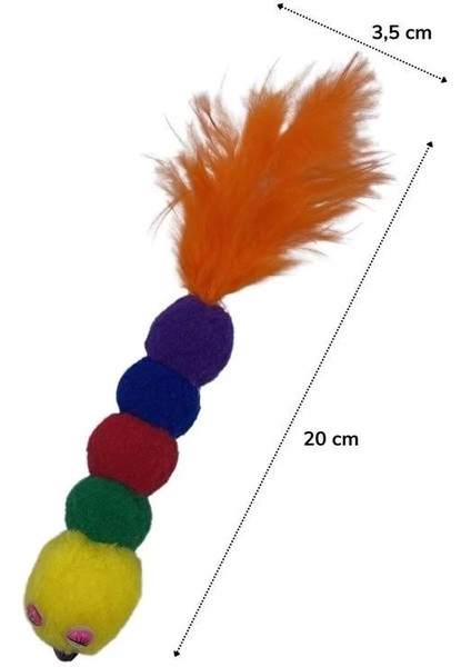Bfs Yumuşacık Ipli Tırtıl Şeklinde Rengarenk Sevimli Evcil Hayvan Oyuncağı